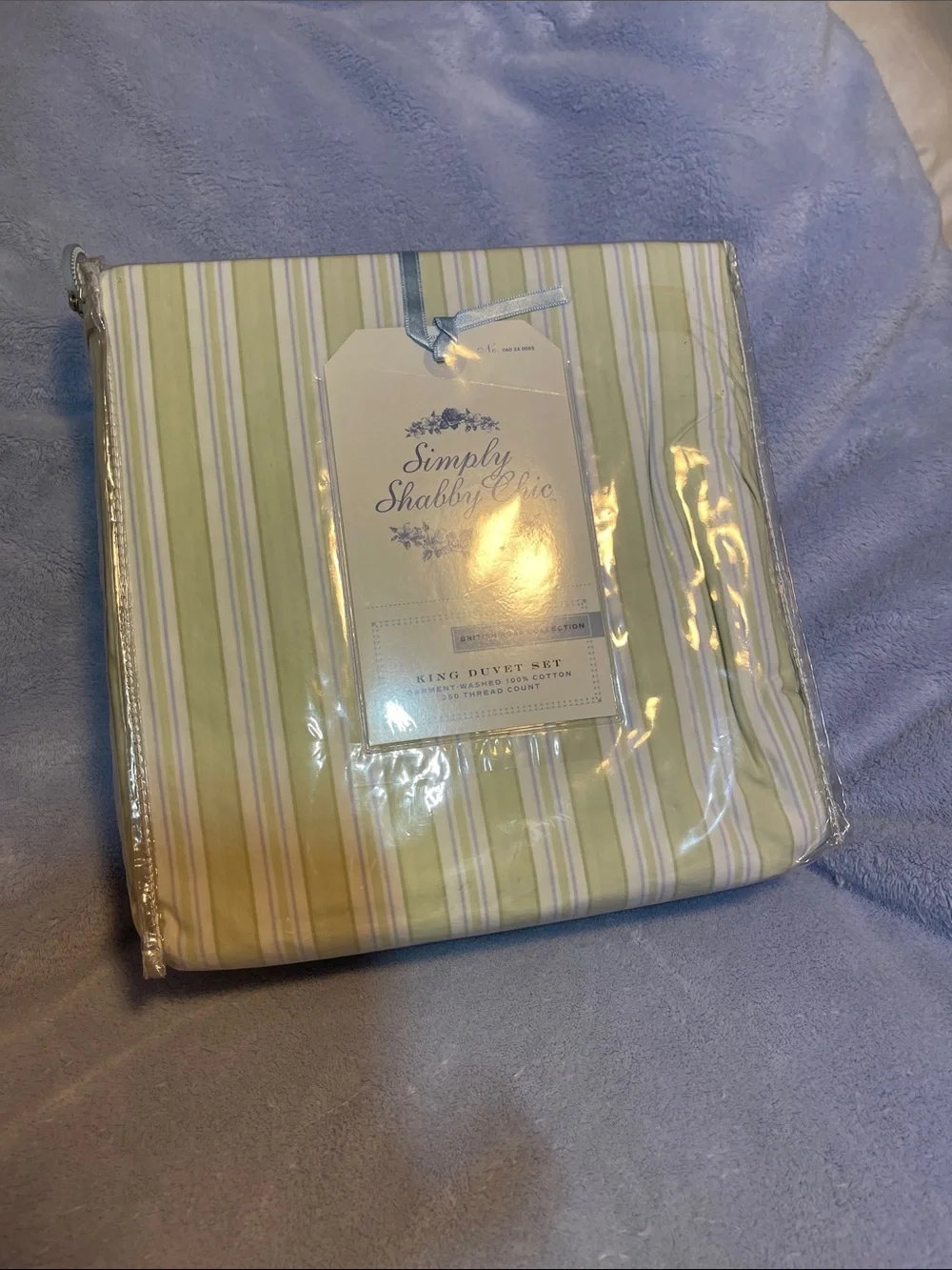 NWT SIMPLY SHABBY CHIC STRIPED KING DUVET SET 🩵💚